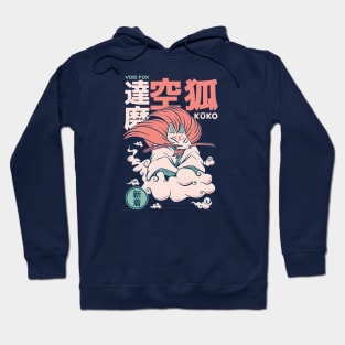 Retro Japanese Kuko Sky Fox Yokai Illustration | Japanese Folklore Creatures Hoodie